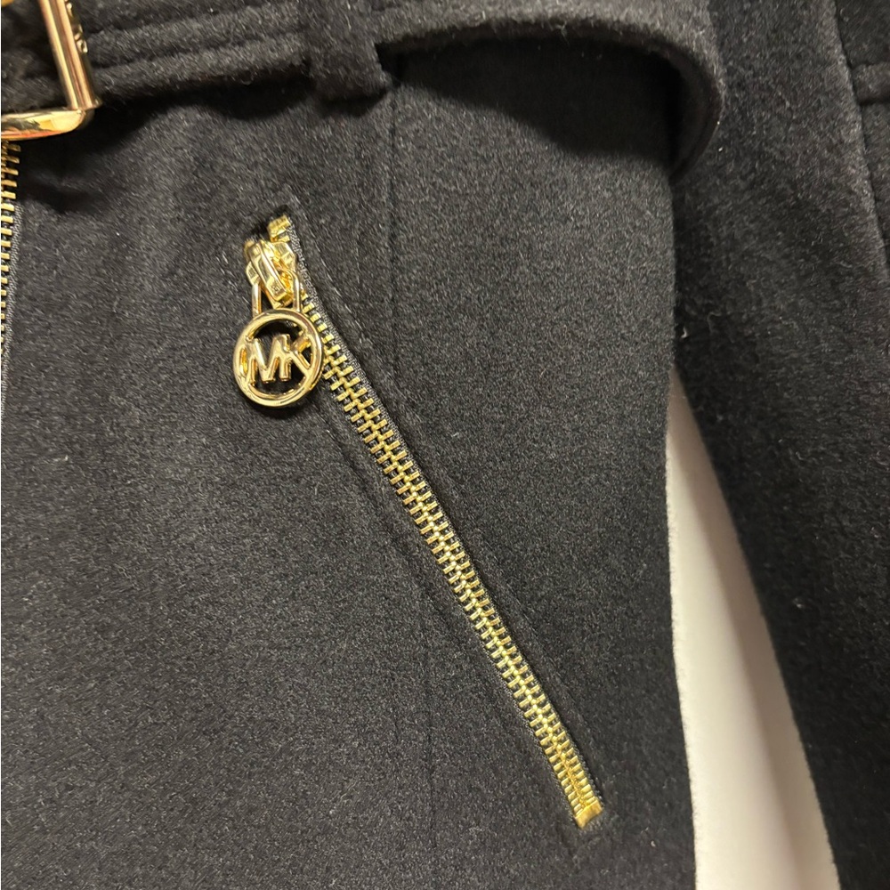 Michael Kors Black Trench Coat with‎ Gold Accents - Picture 5 of 16